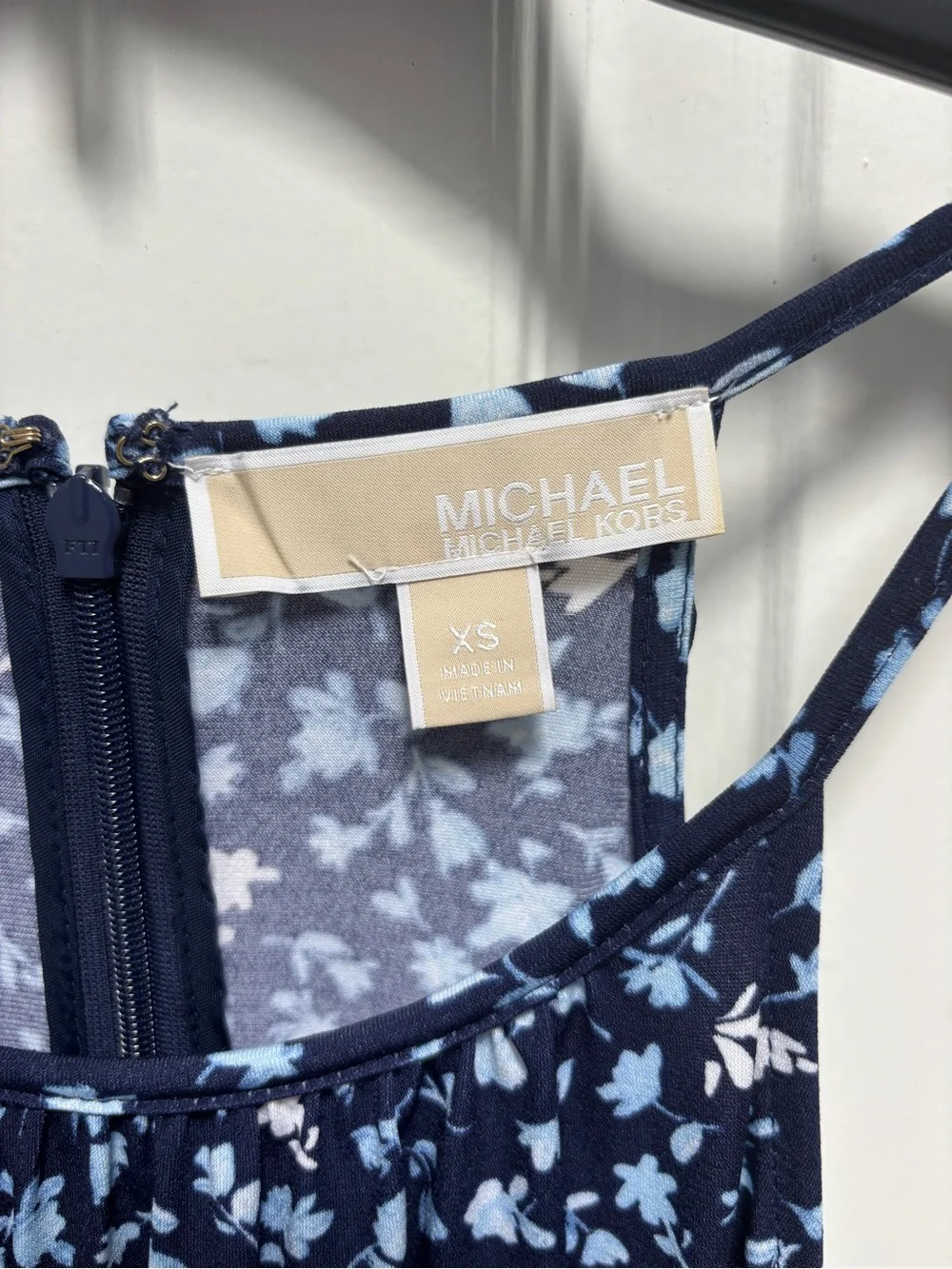 Michael Kors Navy & Light Blue Floral Midi Dress